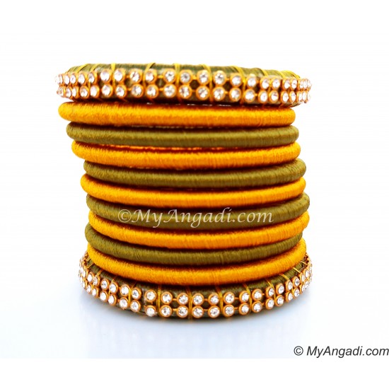Olive Green Colour Silk Thread Bangles Olive Green Colour Silk Thread Bangles