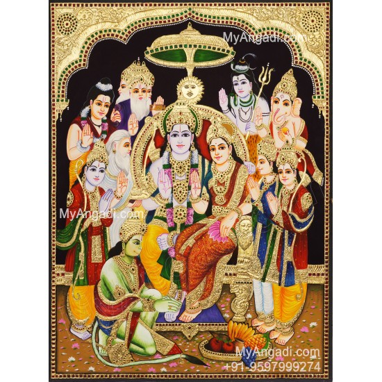 Ramar Pattabhishekam Tanjore Painting, Ram Pattabisekam