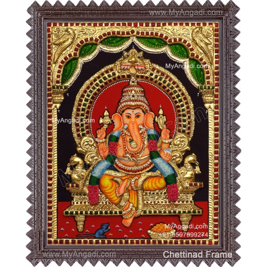 Ganesha 3d Embossed Tanjore Painting