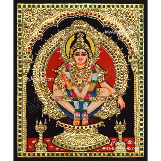 Ayyappan Tanjore Painting, Iyyappan Tanjore Painting