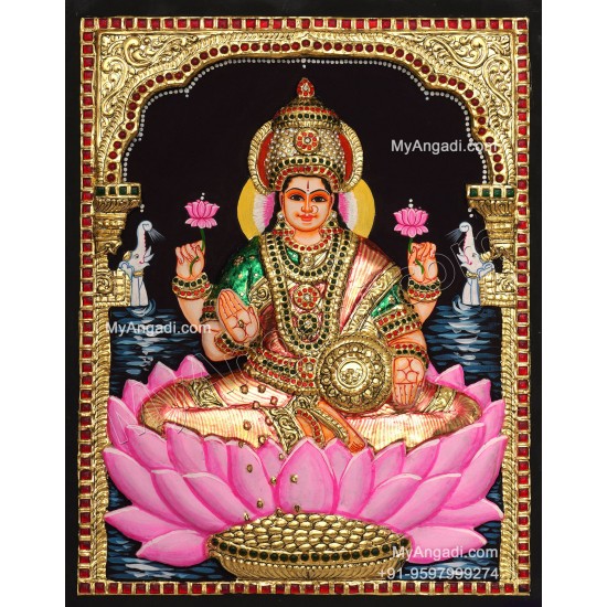 Gajalakshmi 3d Embossed Tanjore Painting