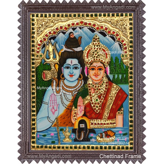 Shivan Parvathi Tanjore Painting