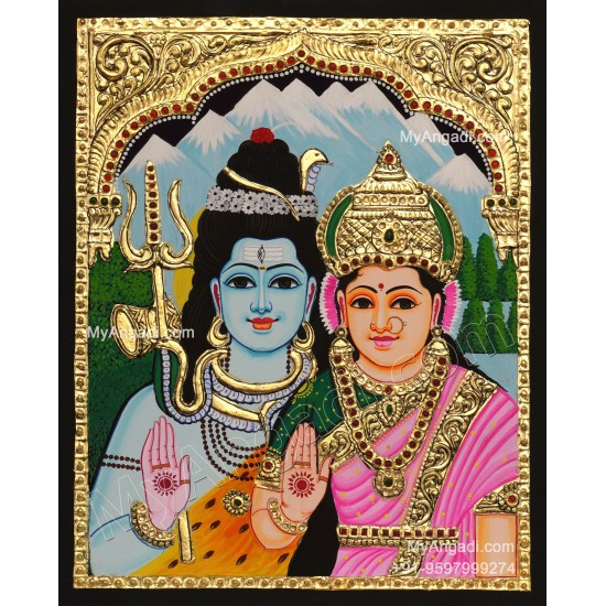 Shivan Parvathi Tanjore Painting