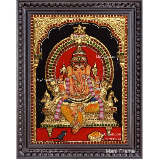 Ganesha 3d Embossed Tanjore Painting