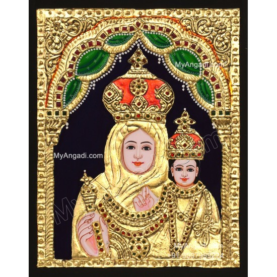 Mary with Jesus Christ Tanjore Painting