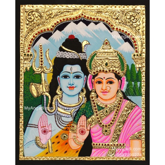 Shivan Parvathi Tanjore Painting