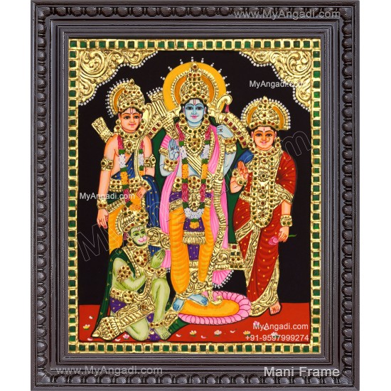 Ram Darbar - Ram with Sita, Hanuman, Lakshmanan  Tanjore Painting