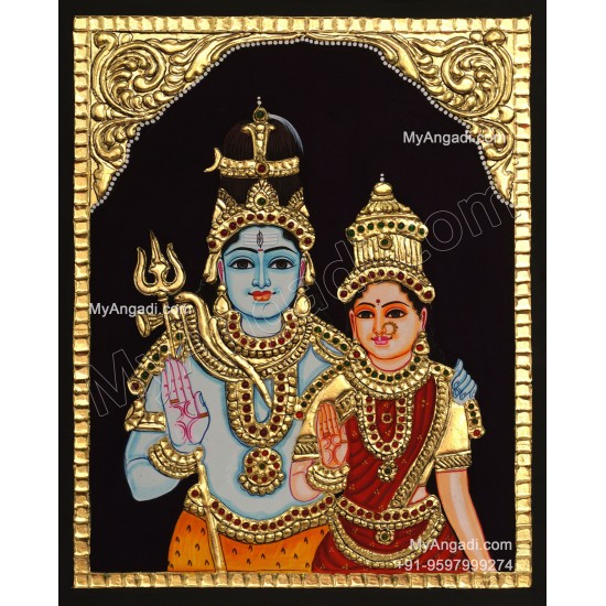 Shiva and Parvathi Devi Tanjore Paintings