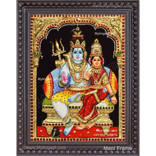 3D Shivan Parvathi Tanjore Painting