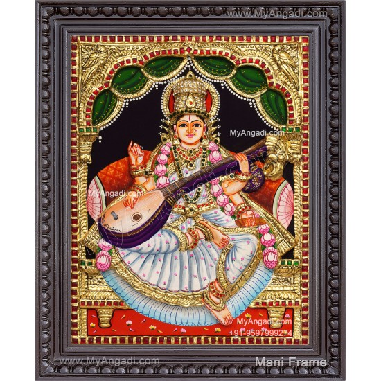 Saraswathi  3D Tanjore Painting