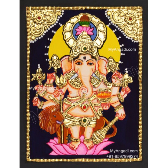 Kan Drishti Ganapathi Tanjore Painting