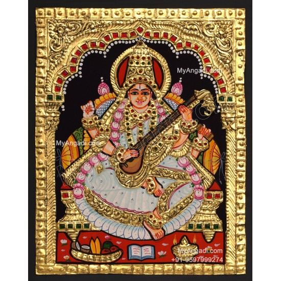 Saraswathi Devi Tanjore Painting