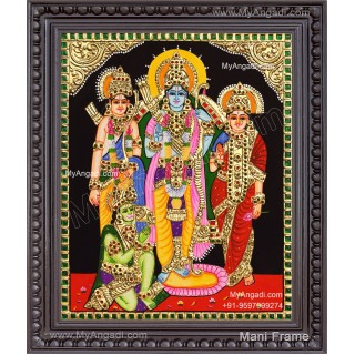 Ram Darbar - Ram with Sita, Hanuman, Lakshmanan  Tanjore Painting