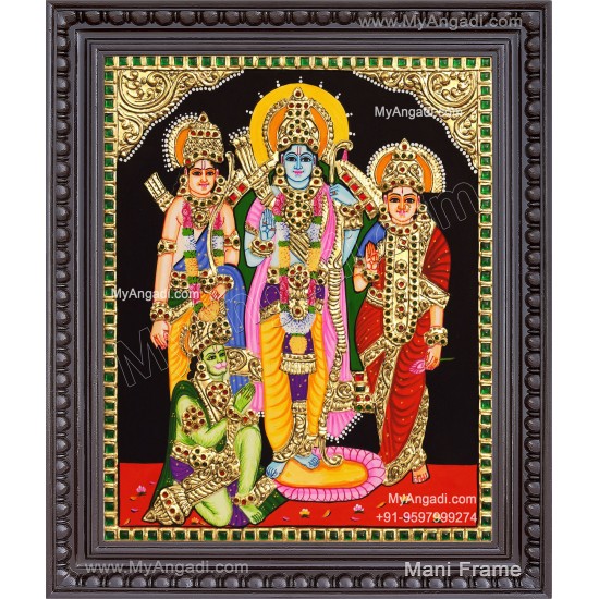 Ram Darbar - Ram with Sita, Hanuman, Lakshmanan  Tanjore Painting