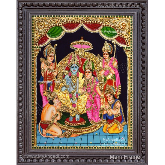 Ram Darbar - Ram with Sita, Hanuman, Lakshmanan  Tanjore Painting