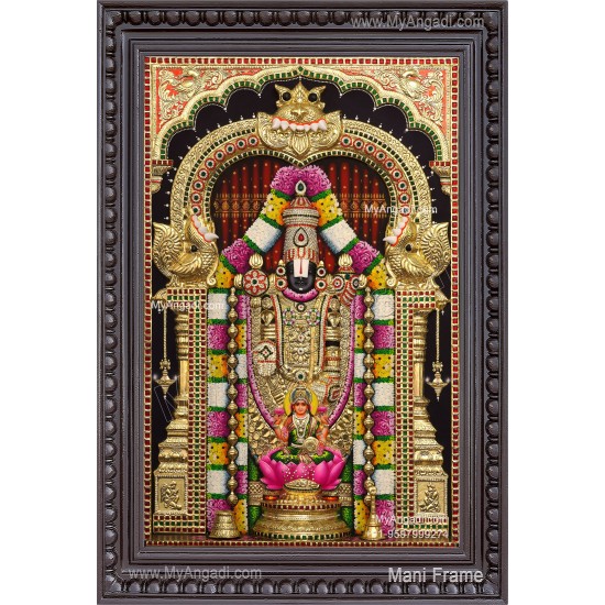 Venkateshwara Swamy With Lakshmi 3D Tanjore Painting