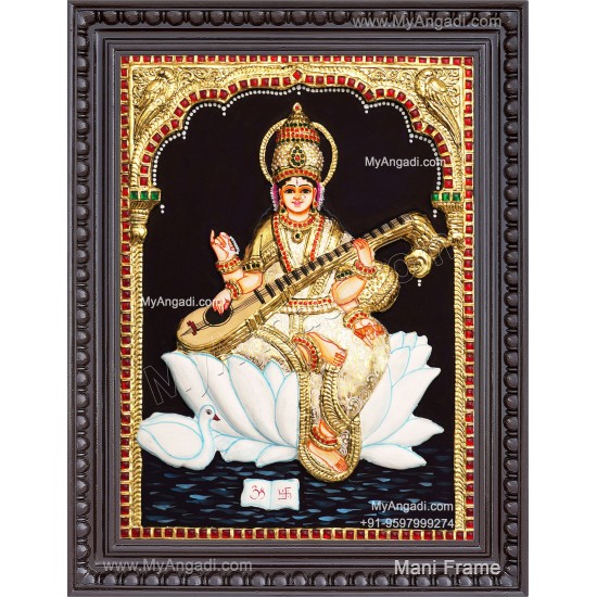 Saraswathi 3d Tanjore Painting