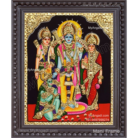 Ram Darbar - Ram with Sita, Hanuman, Lakshmanan  Tanjore Painting