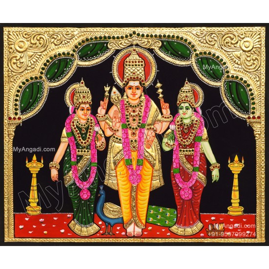 Murugan Valli Deivanai Tanjore Painting