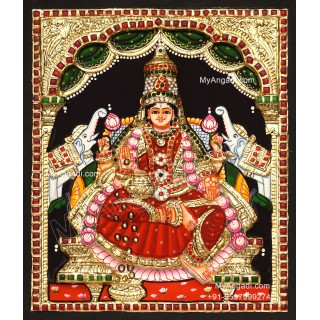 Gajalakshmi 3d Embossed Tanjore Painting