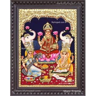 Ganesha Lakshmi Saraswathi Tanjore Painting