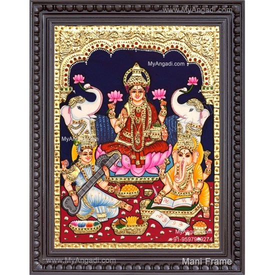 Ganesha Lakshmi Saraswathi Tanjore Painting