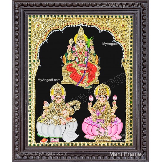 Lalitha Devi Saraswathi Lakshmi Tanjore Painting