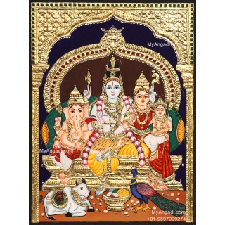 Shiva Family Tanjore Painting Shiva Family Tanjore Painting