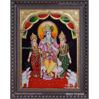 Krishna Bama Rukmani Tanjore Painting Krishna Bama Rukmani Tanjore Painting