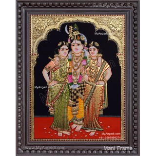 Krishna Bama Rukmani Tanjore Painting Krishna Bama Rukmani Tanjore Painting