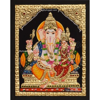 Ganesha Lakshmi  Tanjore Painting