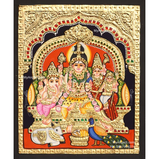 Shiva Family Tanjore Painting 