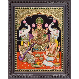 Ganesha Lakshmi Saraswathi Tanjore Painting