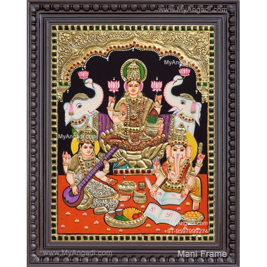 Ganesha Lakshmi Saraswathi Tanjore Painting