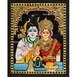 Shivan Parvathi Tanjore Painting
