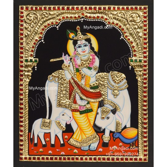 Cow Krishna Tanjore Painting