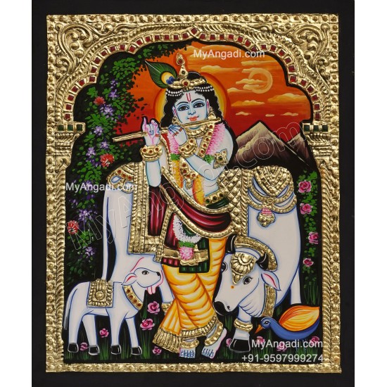 Cow Krishna Tanjore Painting