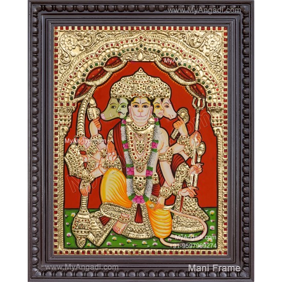 Panchamuga Hanuman Tanjore Painting