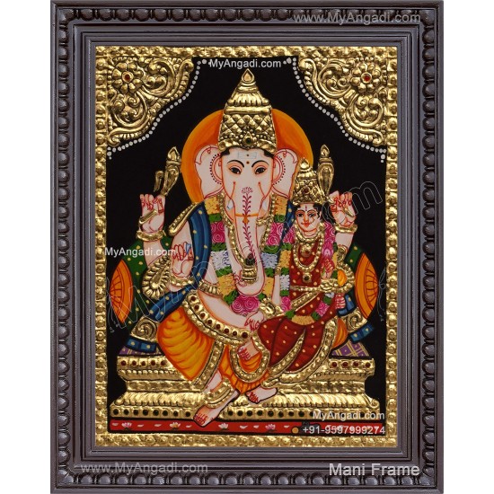 Ganesha Lakshmi Tanjore Painting