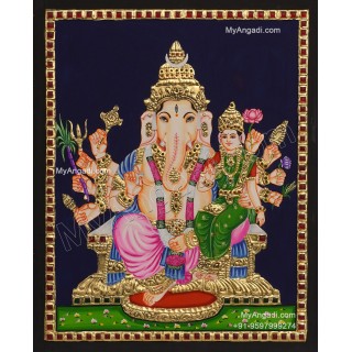 Ganesha Lakshmi  Tanjore Painting