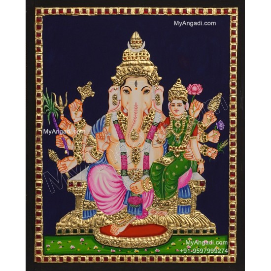 Ganesha Lakshmi  Tanjore Painting