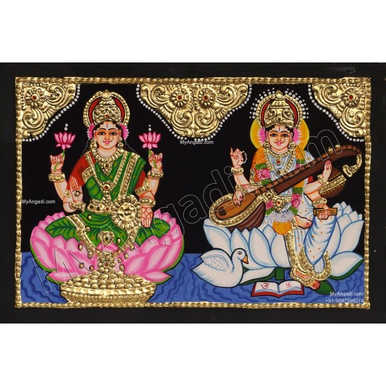 Lakshmi Saraswathi Tanjore Painting