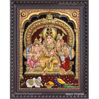 2D Shiva Family Tanjore Painting 2D Shiva Family Tanjore Painting