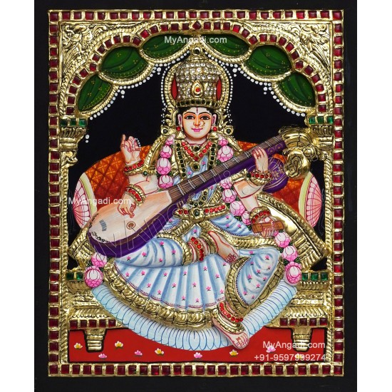 Saraswathi  3D Tanjore Painting