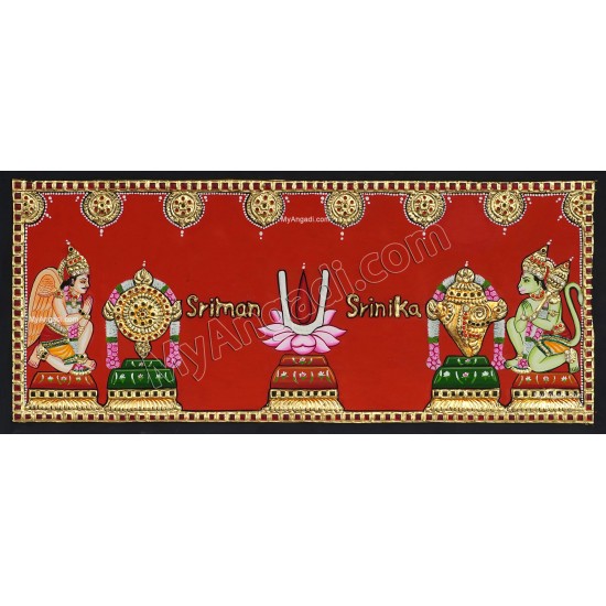 Sangu Chakram Namam Hanuman Garudan Tanjore Painting