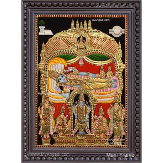 Ranganathar with Sri Devi and Bhu Devi Tanjore Painting