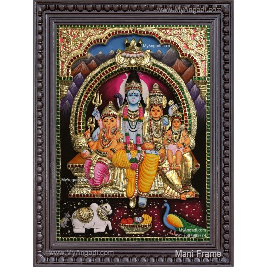 3D Shivan Family Tanjore Painting