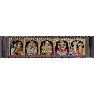 5 God  Panel Tanjore Painting