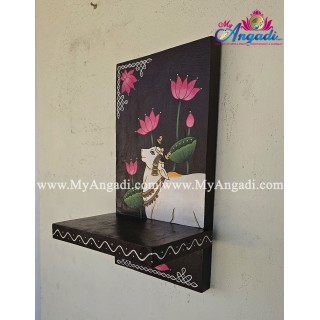 Vagai Wood Pichwai Cow Lamp Holder