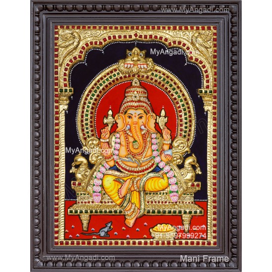 Ganesha 3d Embossed Tanjore Painting